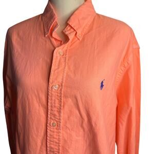 Polo Ralph Lauren Men's Classic Fit Coral Oxford Button Down Shirt, Large
